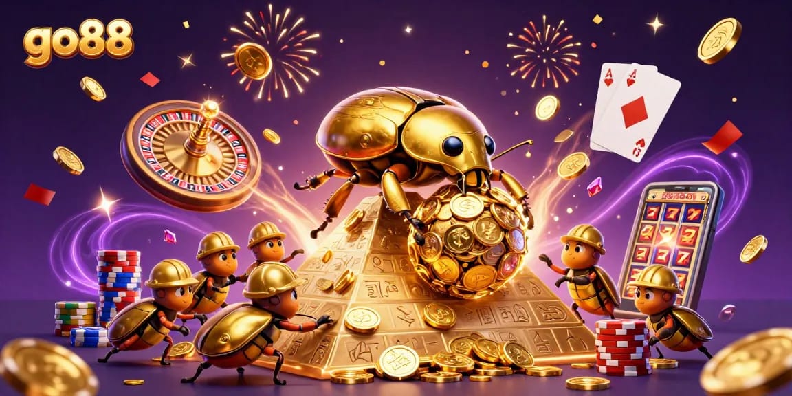 Engage in the go88 experience with vibrant casino elements featuring golden coins and dynamic gameplay.