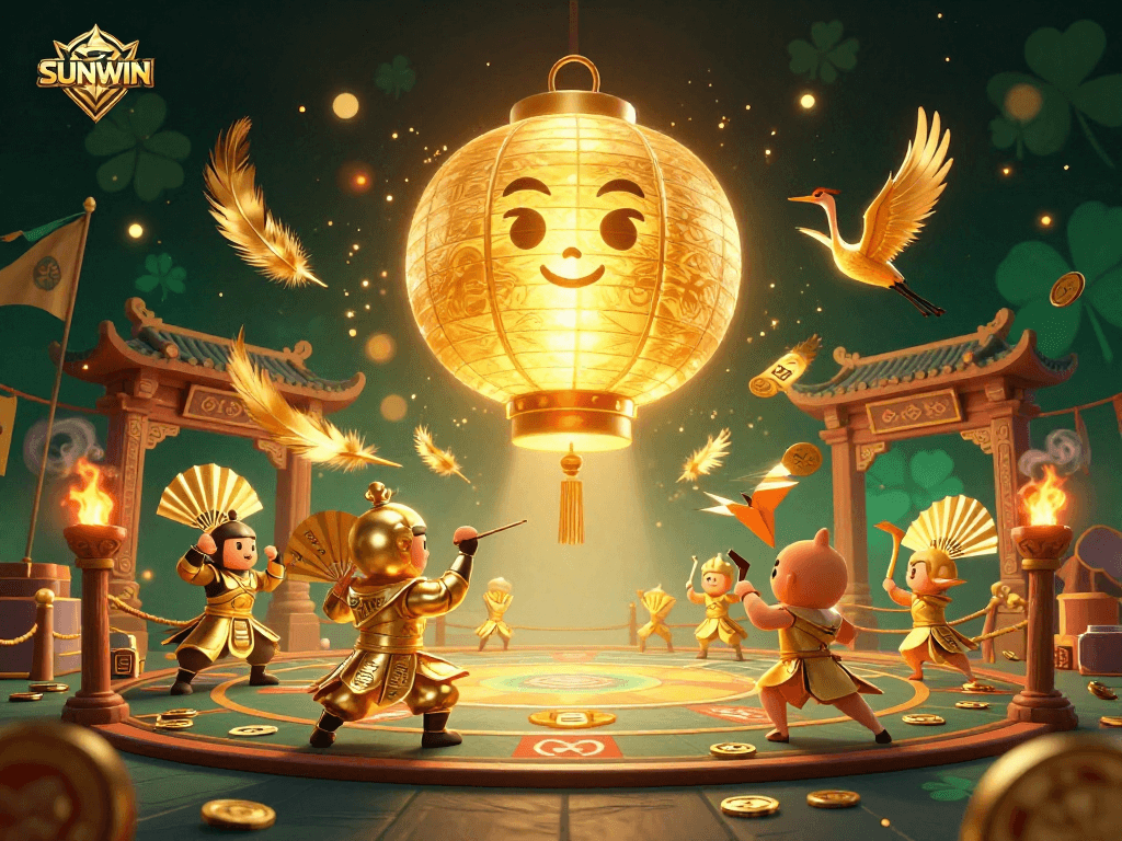 SUNWIN delivers vibrant gaming excitement with animated characters at a night market casino scene.