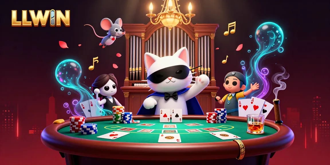 Engage in thrilling gameplay at LLWIN with dynamic poker scenes, vibrant casino elements, and captivating characters.