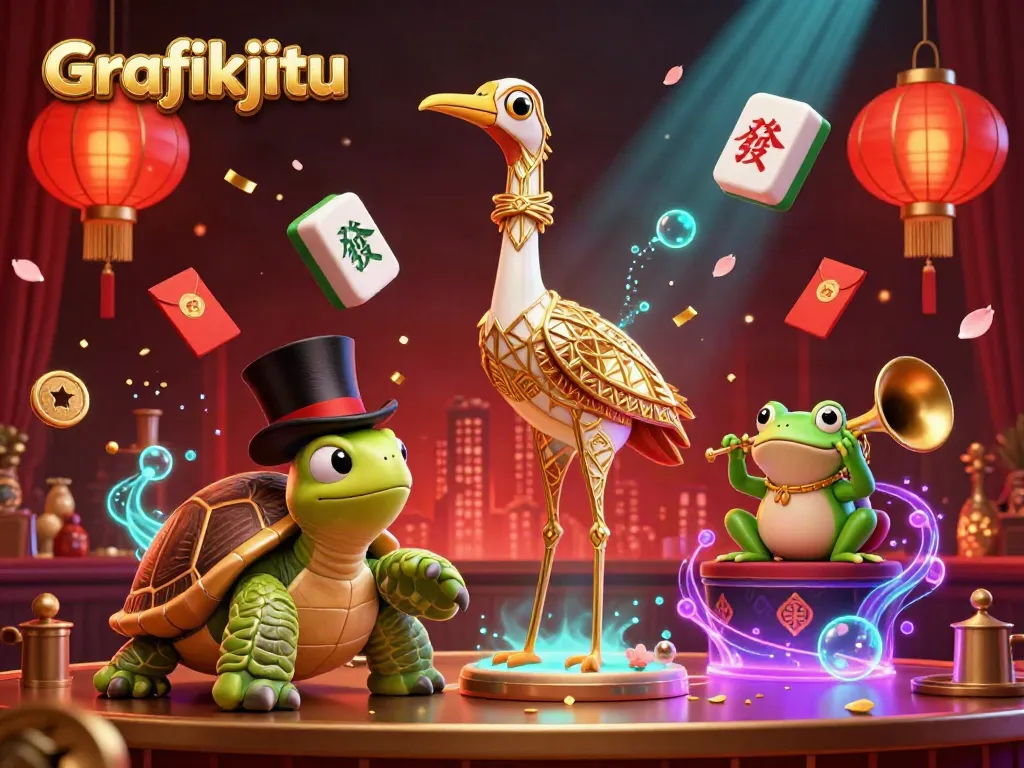 Experience thrilling wins with Grafikjitu in a vibrant online casino setting featuring unique characters and rich visuals.