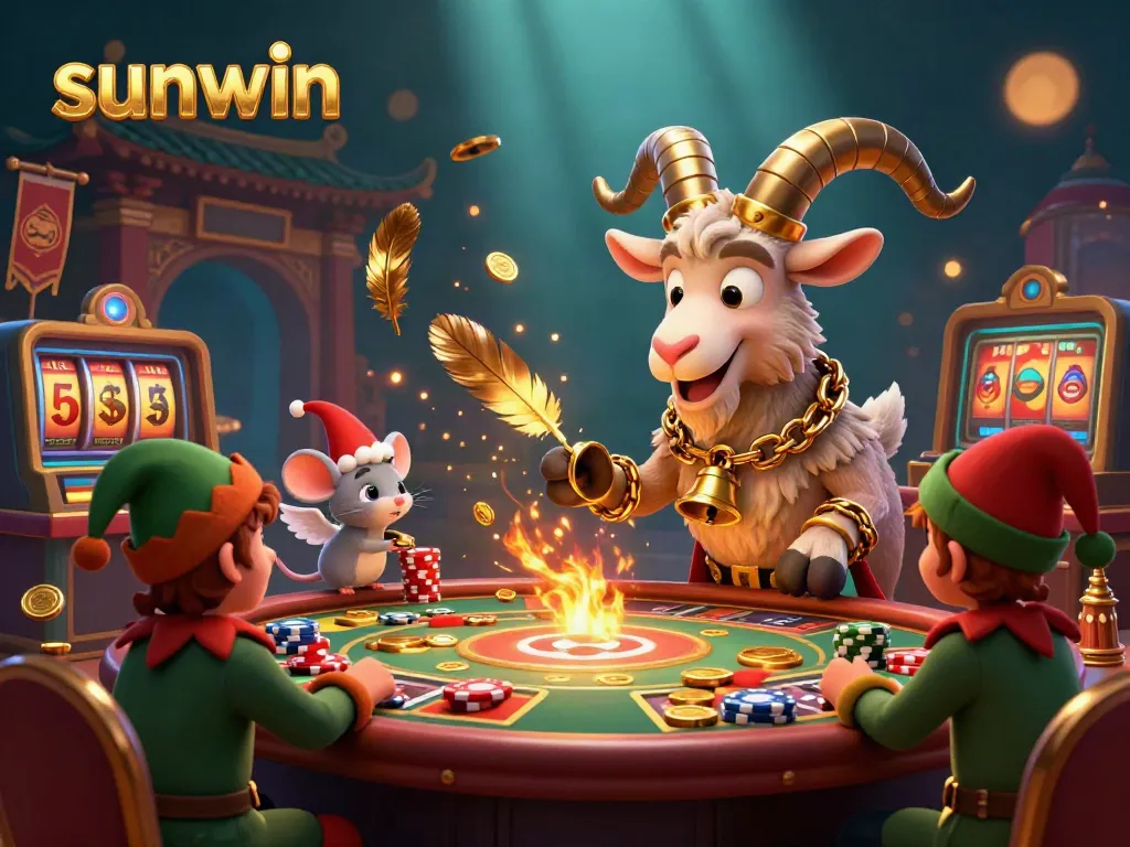 Experience thrilling gameplay at sunwin's vibrant holiday casino featuring unique characters and festive elements.