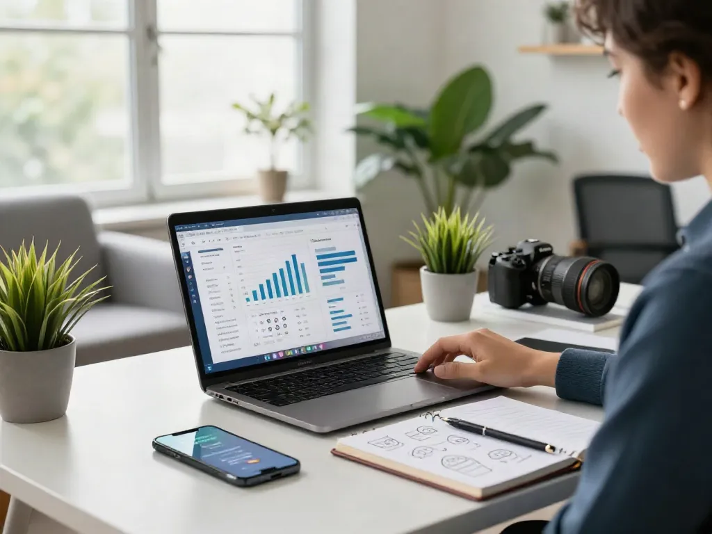 A vibrant workspace scene reflecting istana 404's focus on business and technology trends.