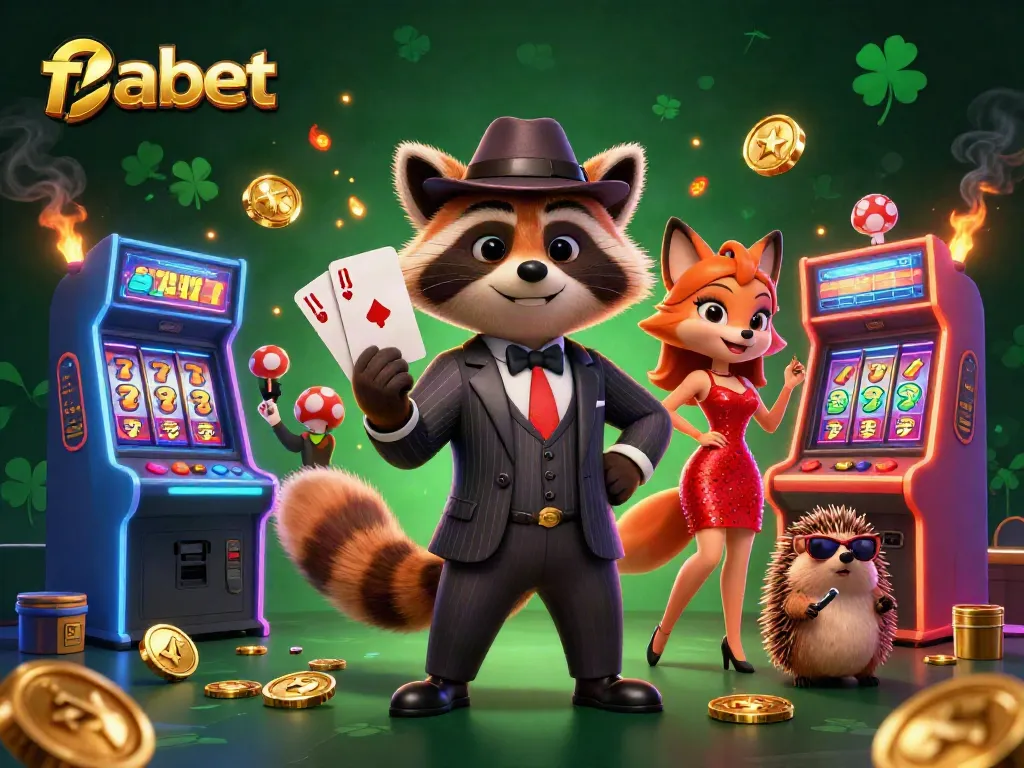Experience the thrill of fabet casino gaming with vibrant characters, exciting slot elements, and glowing aesthetics.