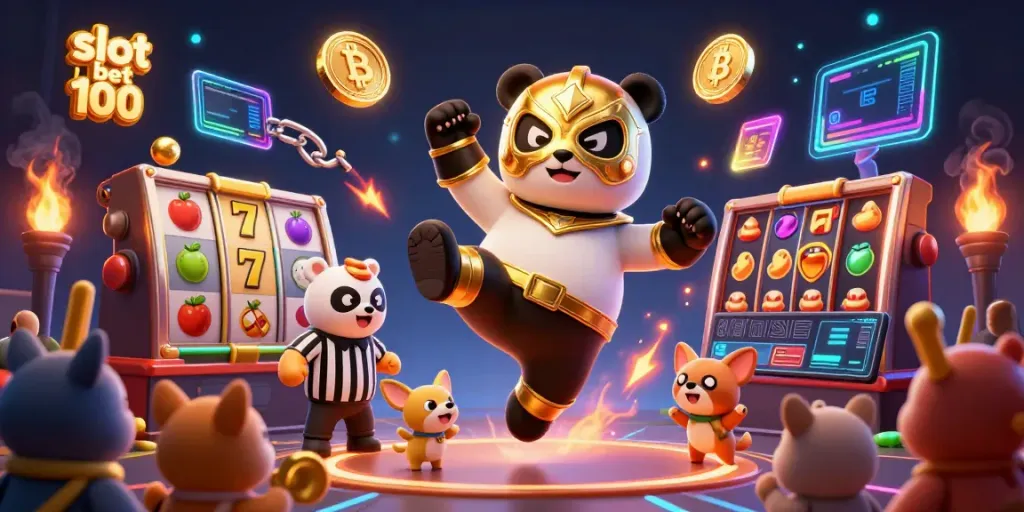 Engaging scene depicting exciting action on slot bet 100 with vibrant characters and casino elements.