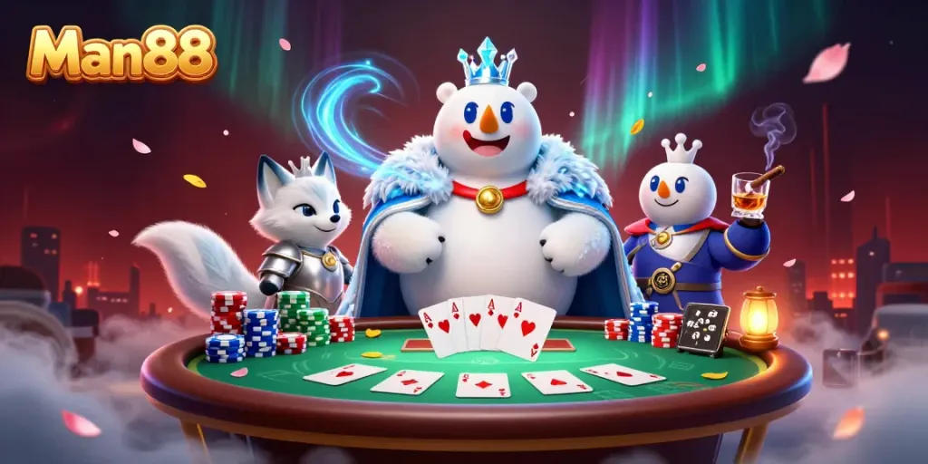 Experience thrilling poker action with Man88's vibrant and exciting characters.