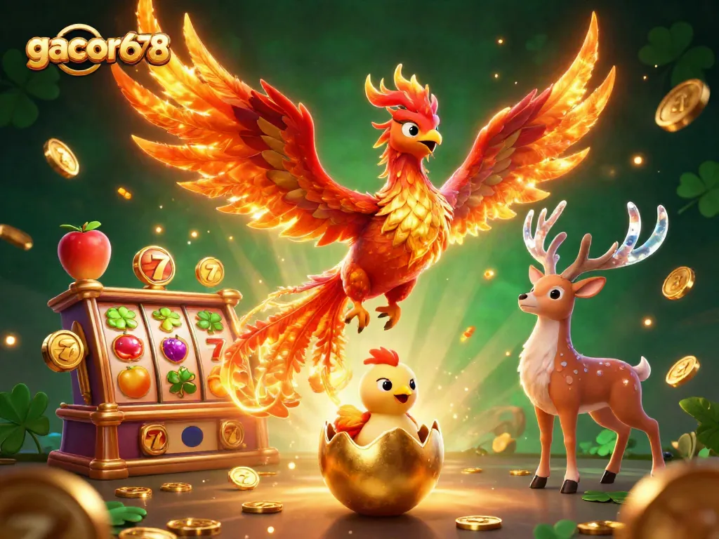 Experience the thrill of gacor678 with a vibrant phoenix scene featuring exhilarating slot game elements.