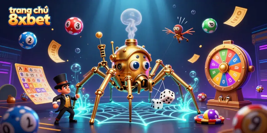 Catch exciting moments of gaming on trang chủ 8xbet with vibrant visuals of dynamic lottery and casino elements.