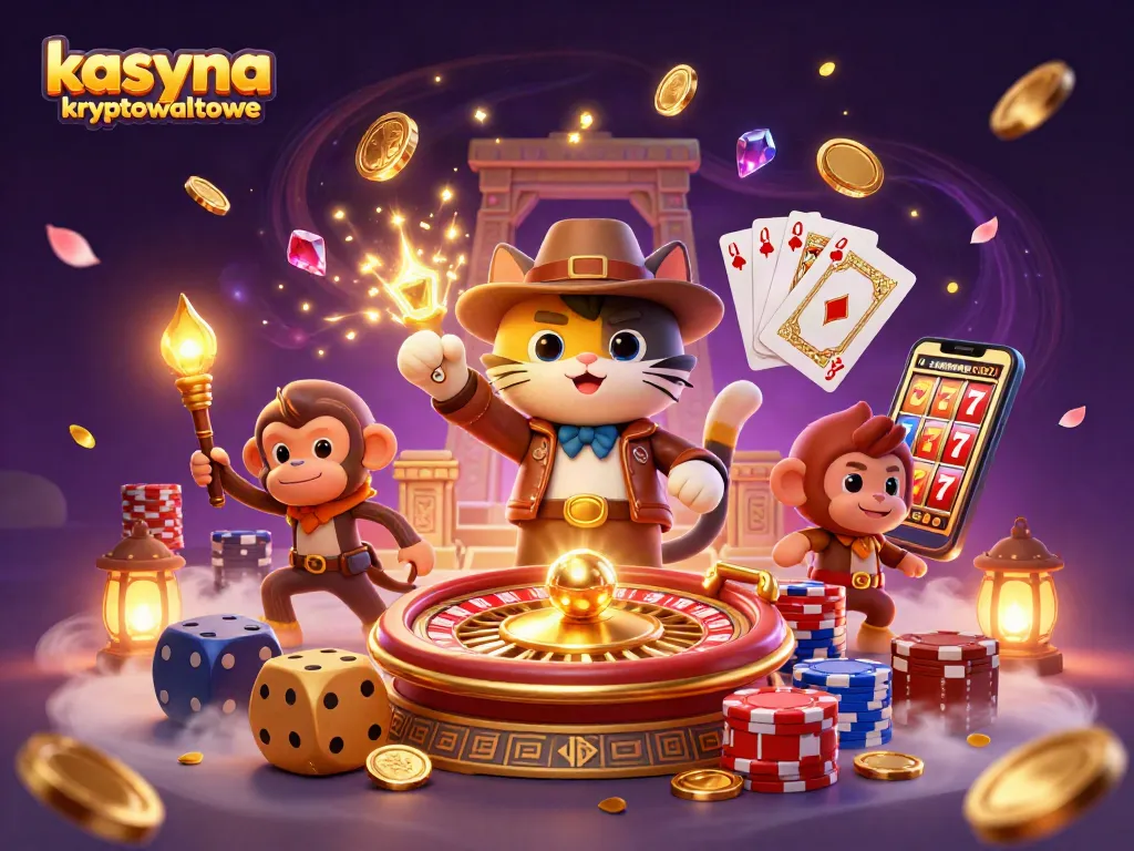 Experience kasyna kryptowalutowe with an archaeologist cat and monkey uncovering treasures.