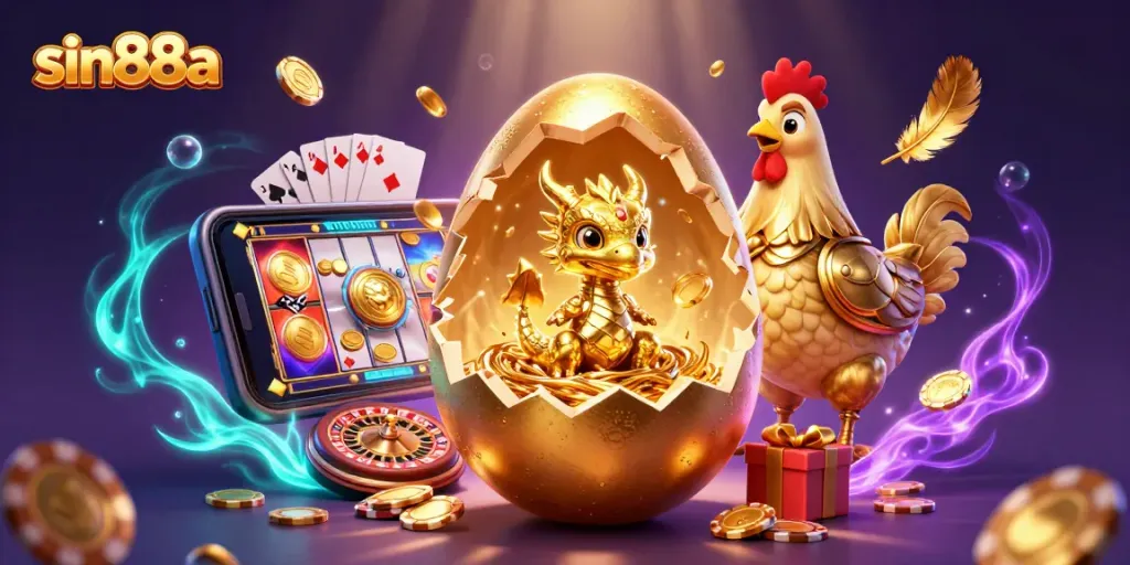 Spin to win at sin88a with a golden dragon and vibrant casino elements.