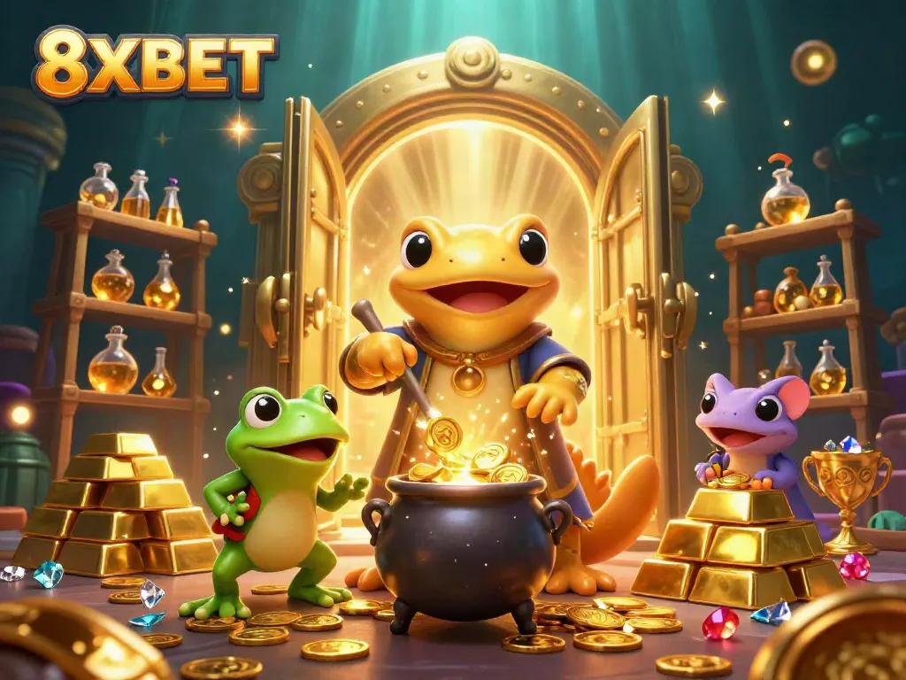 Experience thrilling gameplay at 8XBET with golden coins, jackpots, and vibrant casino elements.
