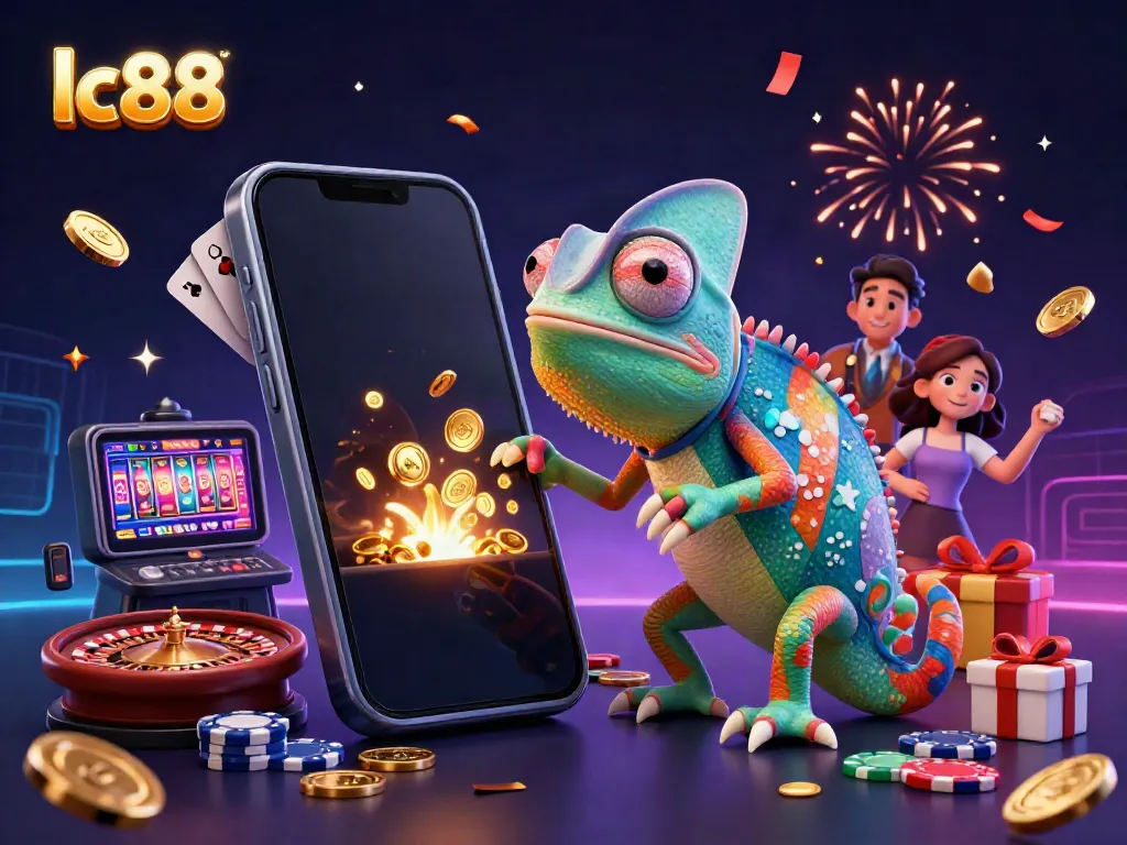 Play exciting slot games with lc88's dynamic casino environment, featuring a chameleon owner!