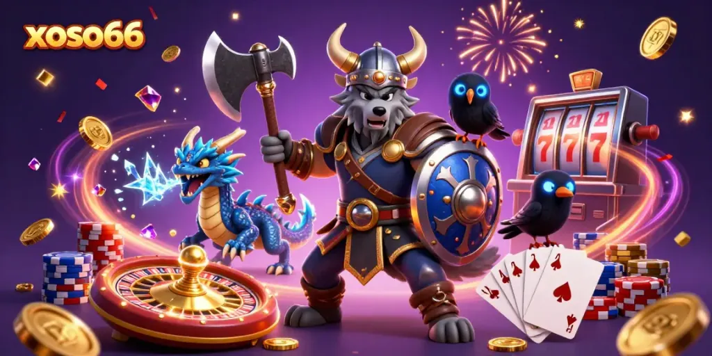 Spin the thrilling games at xoso66 with engaging characters and vibrant casino elements.