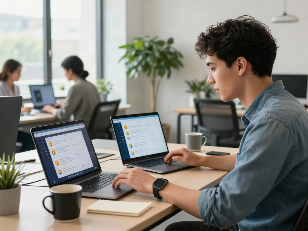 AI chat nsfw conversation in a modern workspace with engaged users.
