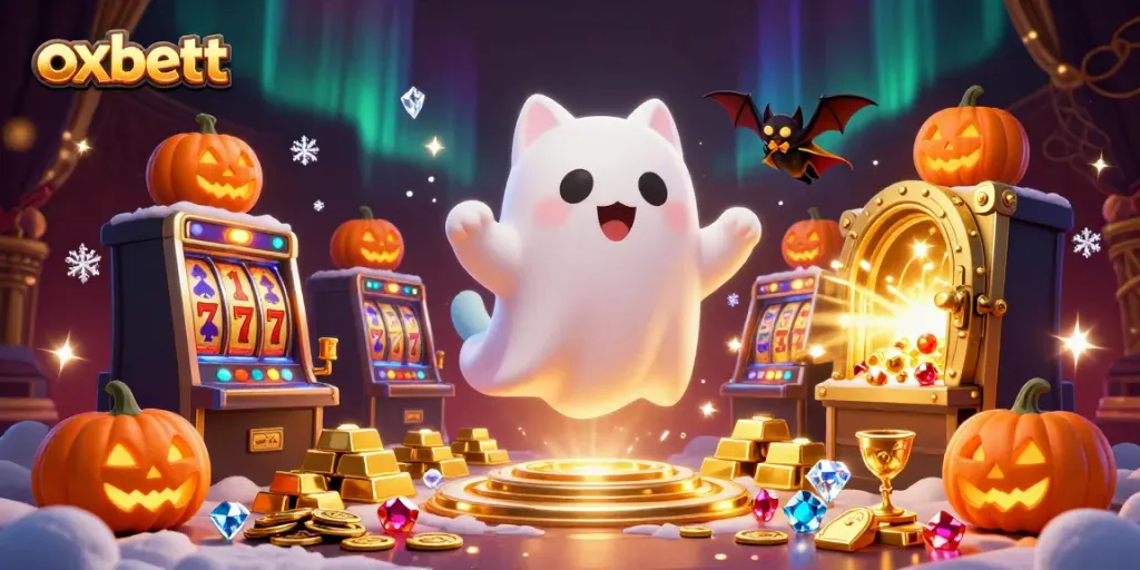 Experience the thrill of winning at oxbett casino with ghost cat and treasures in a haunted atmosphere.