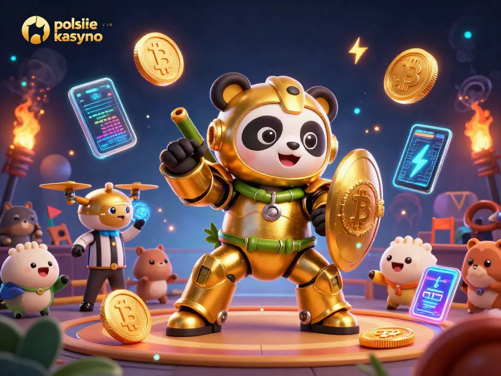 Experience the excitement of polskie legalne kasyno with a dynamic scene of gaming action and blockchain elements.
