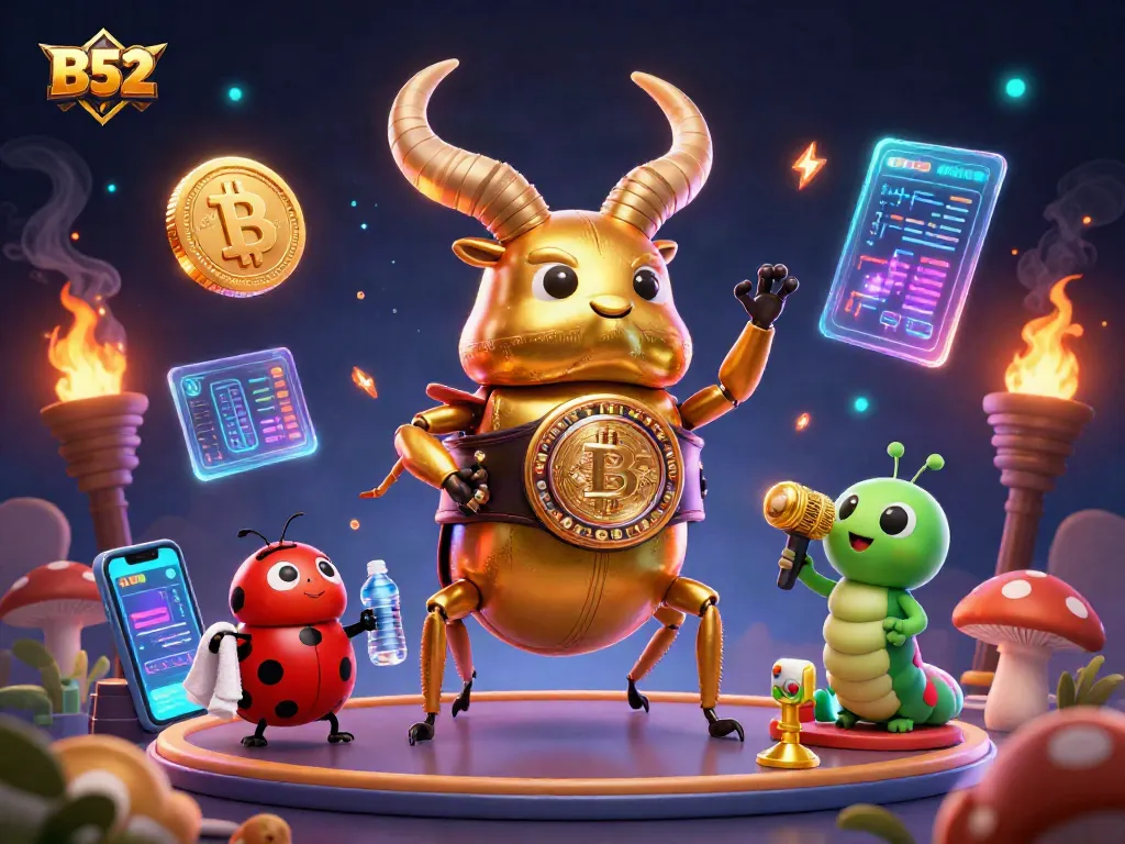 Bet on excitement with the golden B52 stag beetle champion in a vibrant casino scene.