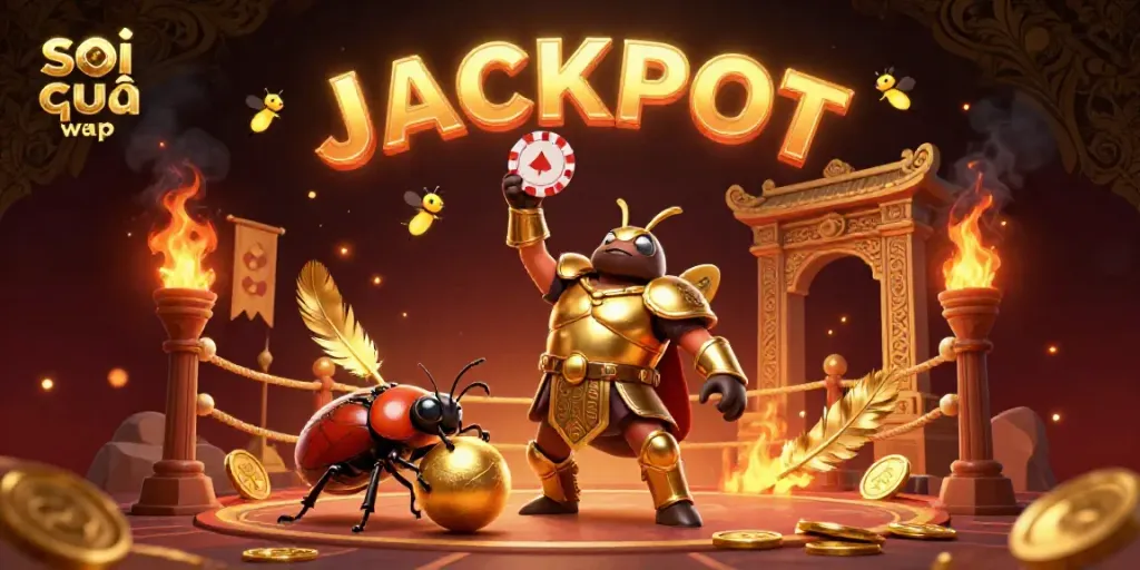 Engage with soi cầu wap as cartoon beetles celebrate in a vibrant casino scene filled with golden elements and jackpot charm.