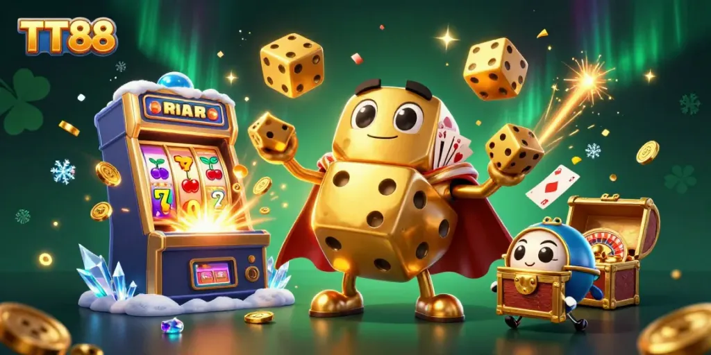 Experience TT88 with immersive gaming, featuring dynamic characters and vibrant casino elements.