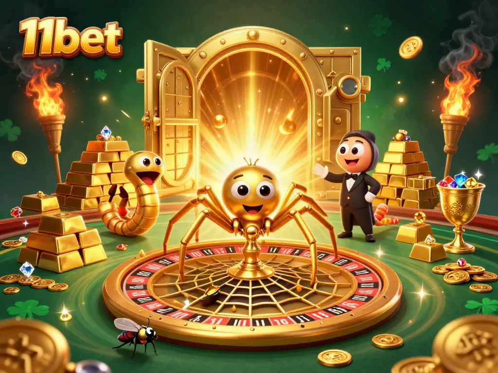 Experience thrilling gameplay at 11bet with vibrant 3D casino illustration.