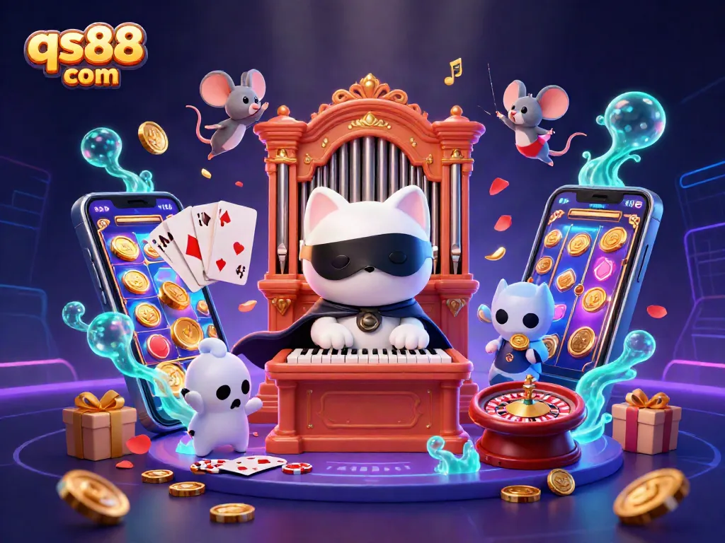 Engage in exciting gambling at qs88 com with a vibrant casino scene featuring enchanting characters and game elements.