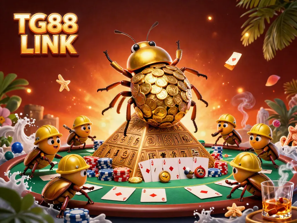 Experience the thrill of TG88 LINK with vibrant gambling elements in a rich 3D illustration.