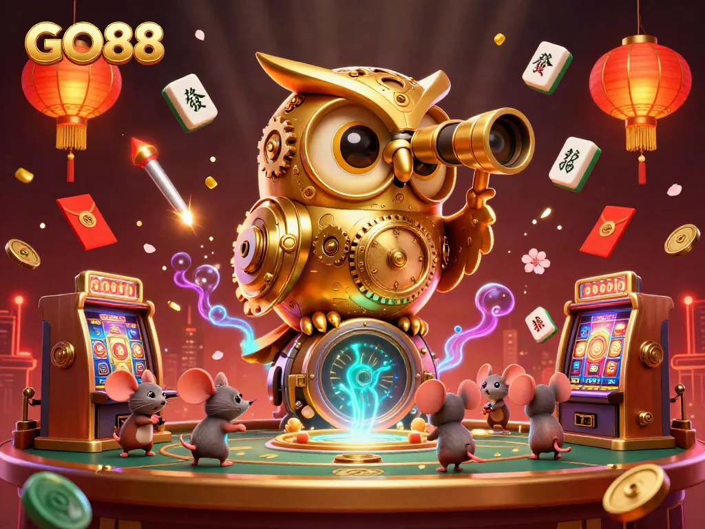 Experience GO88's vibrant casino world with a stunning illustration of dynamic gaming elements.