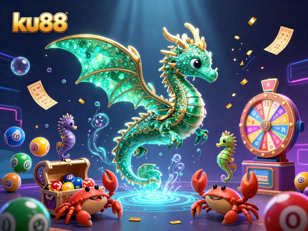 Experience winning with ku88 in a dynamic casino-themed underwater scene filled with vibrant game elements.