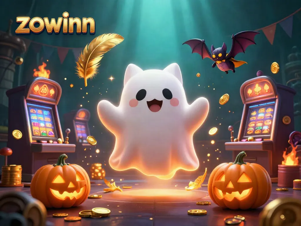 Engage with zowinn's thrilling adventure in a haunted casino filled with glowing poker pumpkins.
