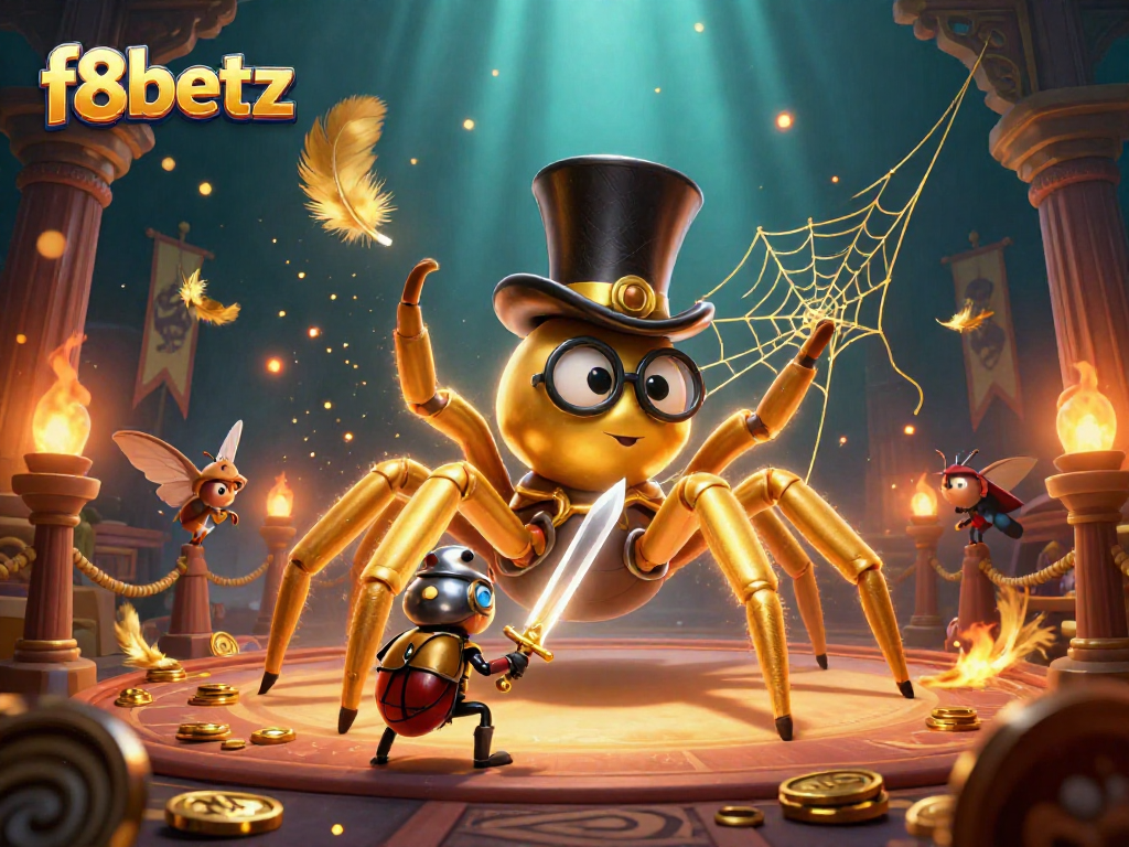 Experience thrilling wins at f8betz with a vibrant 3D casino battle scene featuring dynamic characters and rich details.