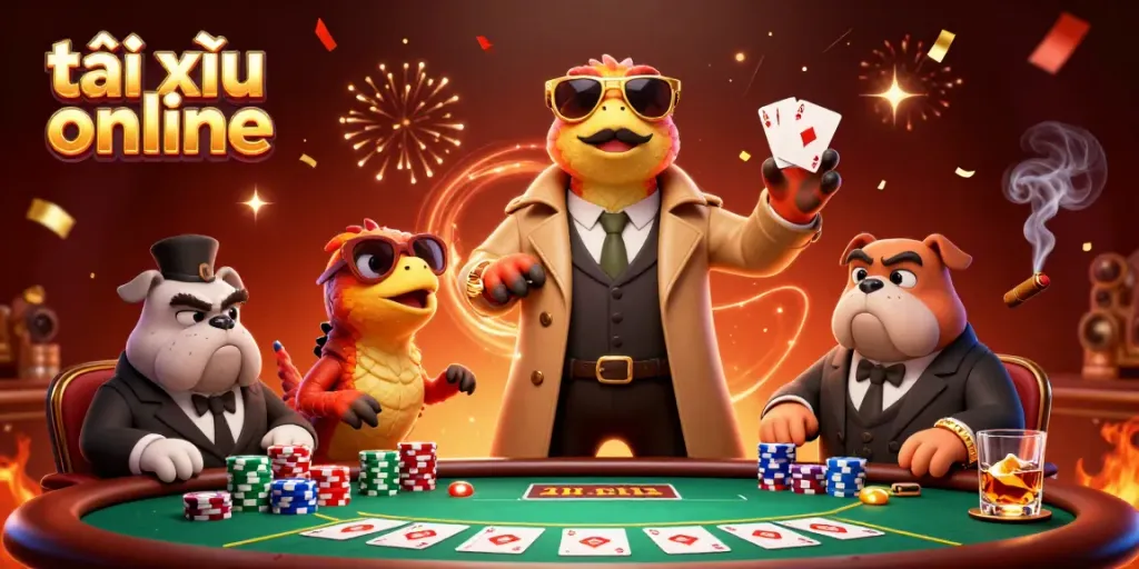 Experience the excitement of tài xỉu online with raptors amusingly attempting to enter a casino.