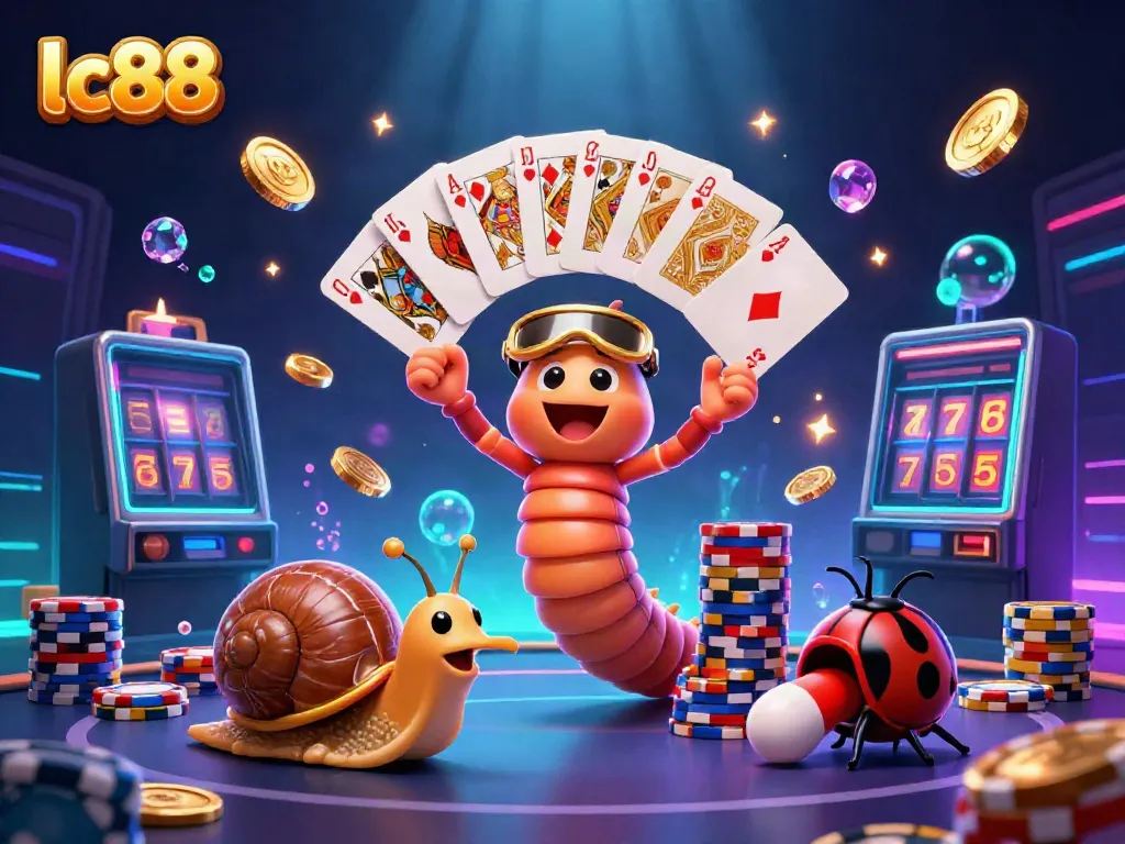 Experience excitement with lc88's dynamic 3D casino scene showcasing vibrant characters and game elements.