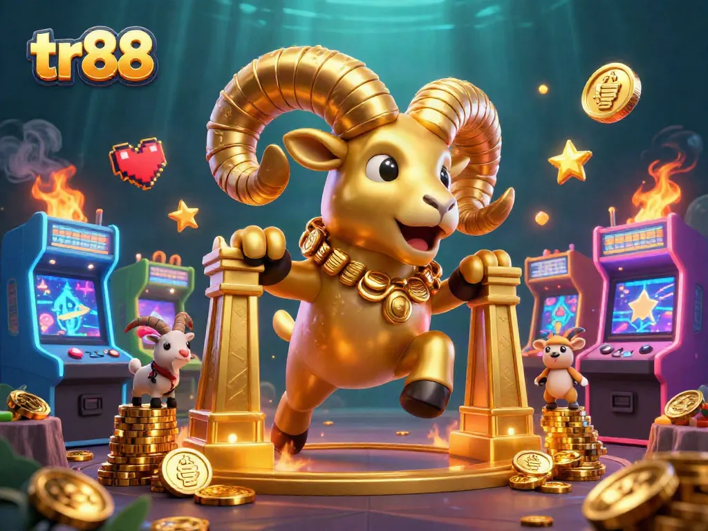 tr88 gamers experience thrilling wins with a golden ram charging through vibrant casino elements.