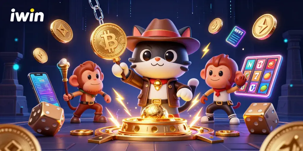 iwin unleashes exciting gameplay with golden casino artifacts and shimmering crypto elements.