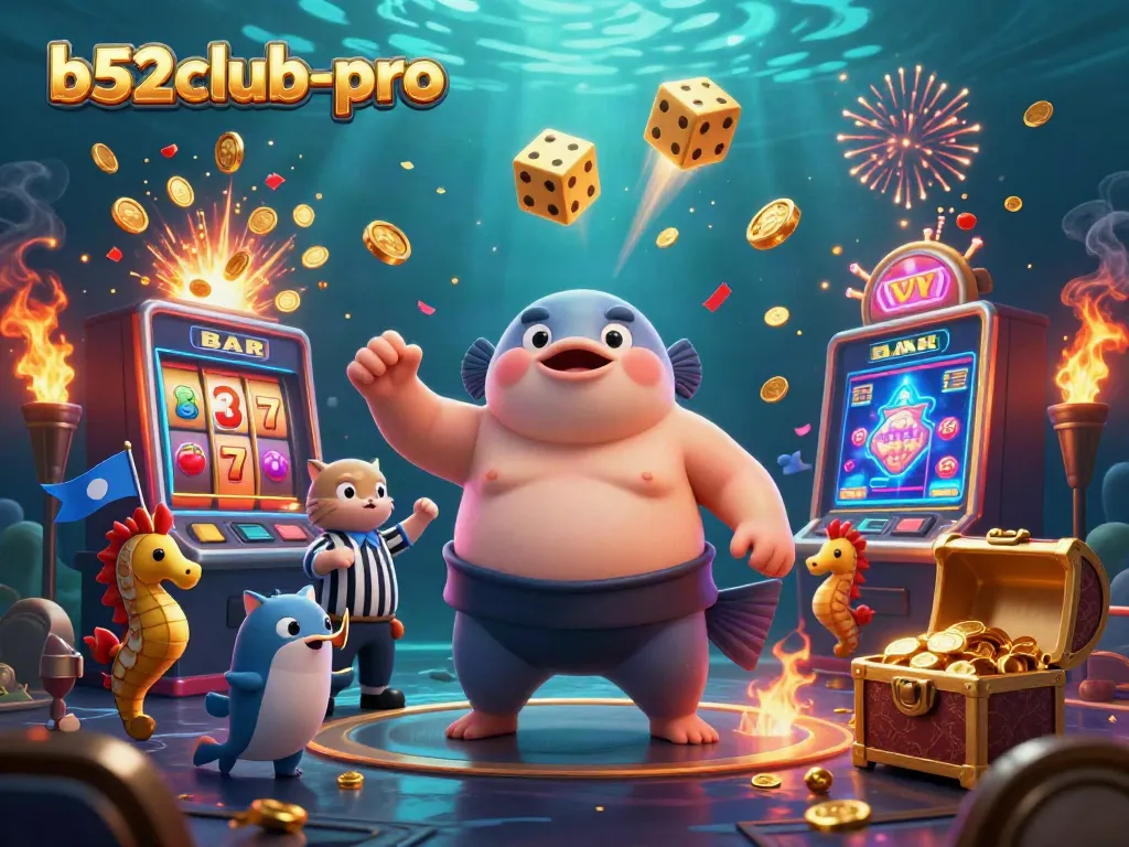 Engage with thrilling games at b52club-pro featuring lively underwater characters and vibrant casino elements.